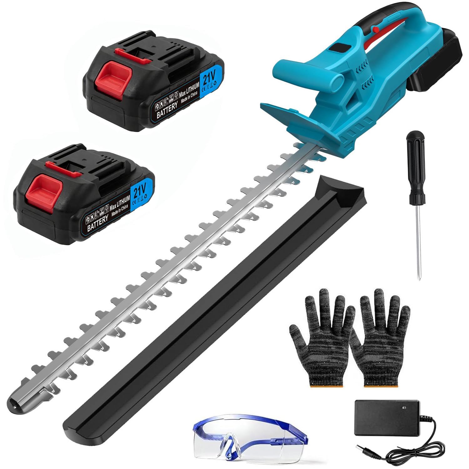 Akku-Heckenschere für Makita-18V-Akku,Elektrische Heckenschere mit 2 Akkus | 51 cm Schnittlänge, 15 mm Zahnabstand,Ergonomischer Griff,Leicht Elektro-Heckenschere für Garten, Sträucher und Hecken