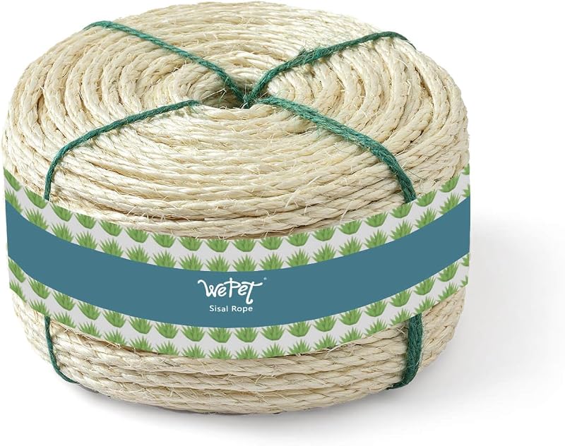 Corda de Sisal para Arranhador de Gatos WePet, Branca, 27,43 m