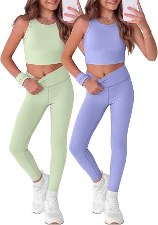 Xaatren Girls Athletic Sets Workout Outfits 6 Pcs