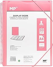 MP, Folder with 30 Pockets, Elastic Closure, Transparent Covers, Includes an Envelope Folder with Button, Academic, Office, Pink