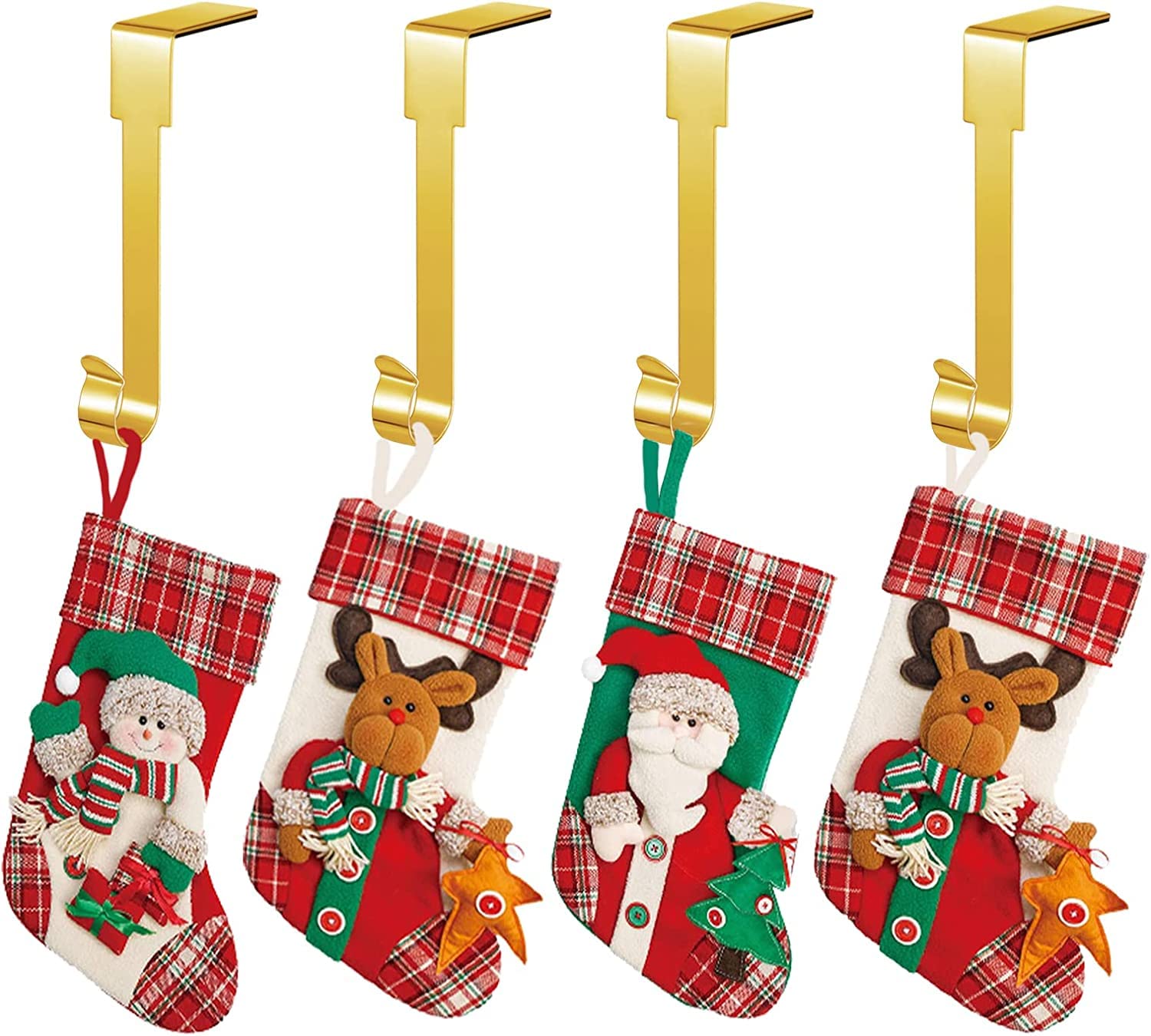 Appendini per calze di Natale, ganci per camino, ganci per caminetto, per decorazioni natalizie (6 oro, 6)