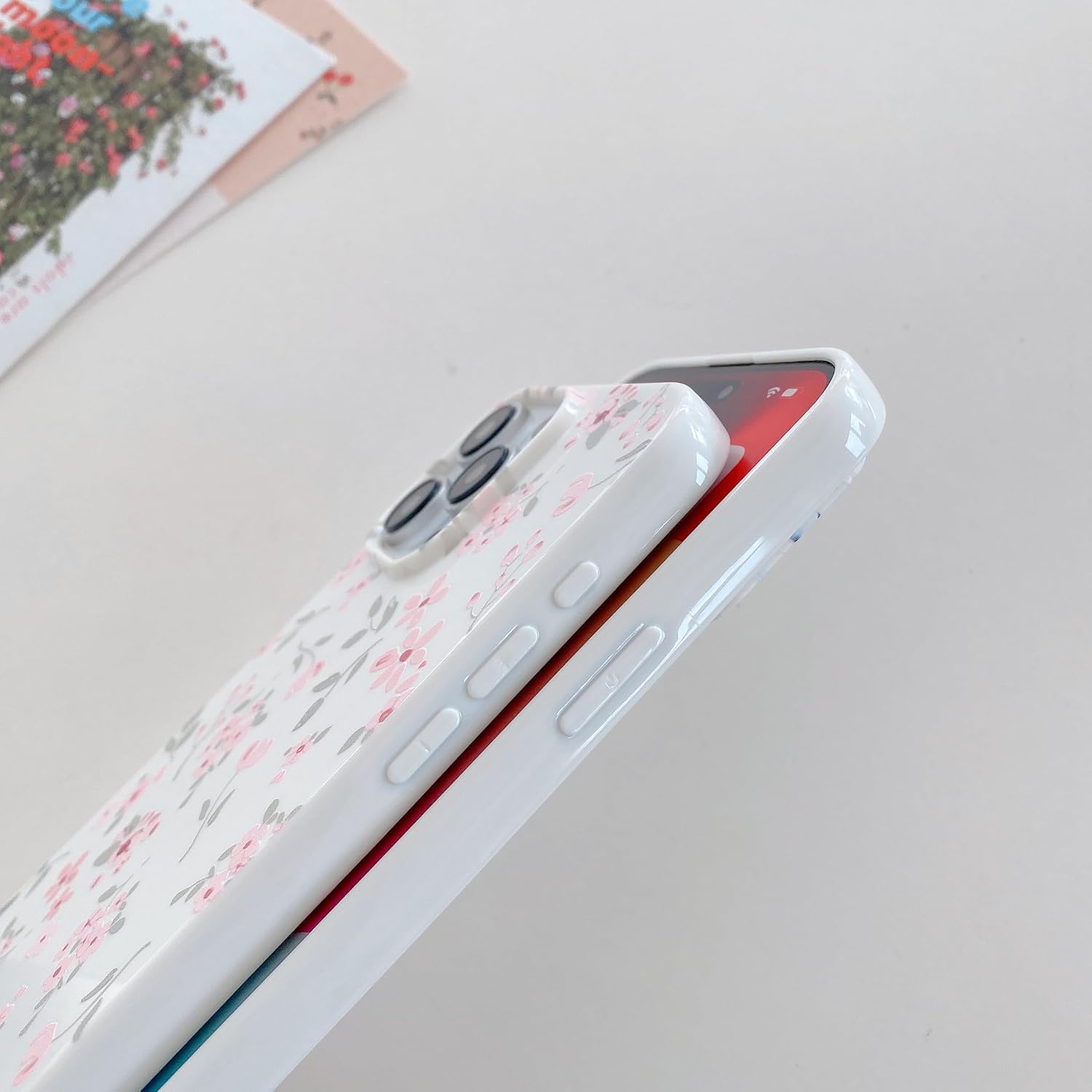 QLTYPRI for iPhone 13 Pro Max Case, Cute Pink Floral Flower Pattern Aesthetic Phone Case, Raised Camera Protection Soft Slim TPU Shockproof Protective Phone Cover for Girls Women - Pink - Image 2