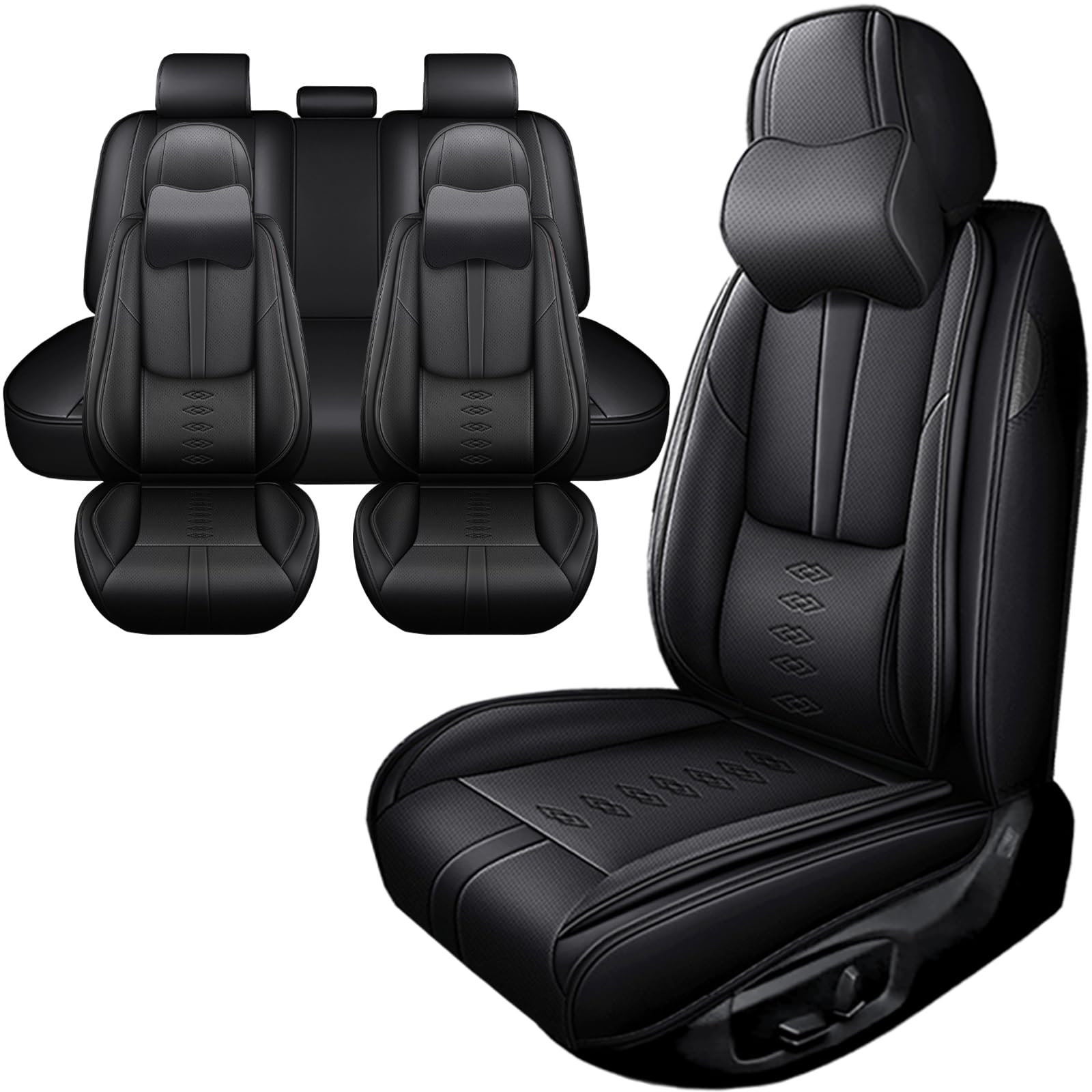 Car Seat Covers for Neon,for Dodge Neon 2000-2005,Leather Full Set Seat Covers,Airbag-Compatible Car Seat Protectors,Waterproof Seat Cover for Cars(Black,5PCS/with Pillows)
