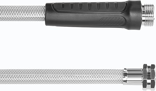 Miniatura 6 de Carrete de manguera de jardín retráctil, carrete de manguera de agua duradero montado en la pared de 65 pies + 6 pies 58 pulgadas con soporte