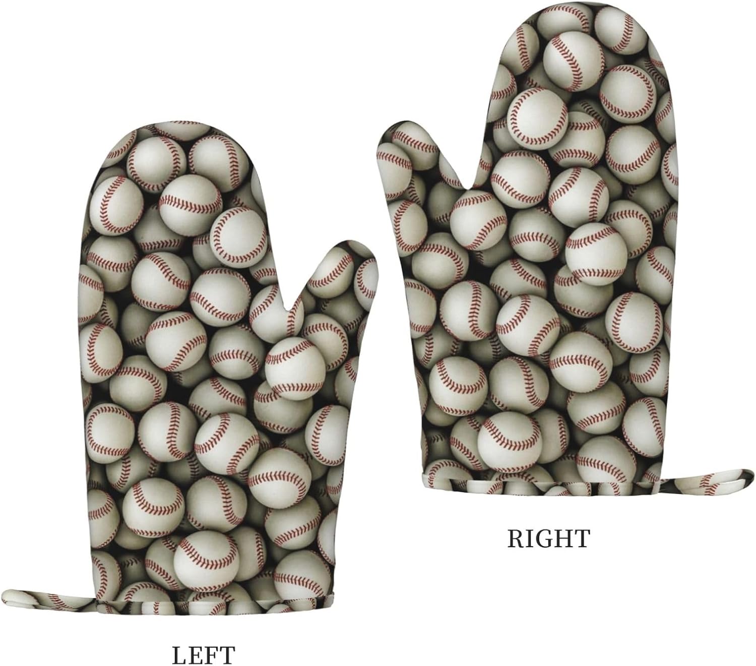 Baseball Oven Mitts and Pot Holders Set of 4 Heat Resistant Kitchen Gloves with Silicone Palm Hot Pads for Baking Cooking Grilling BBQ