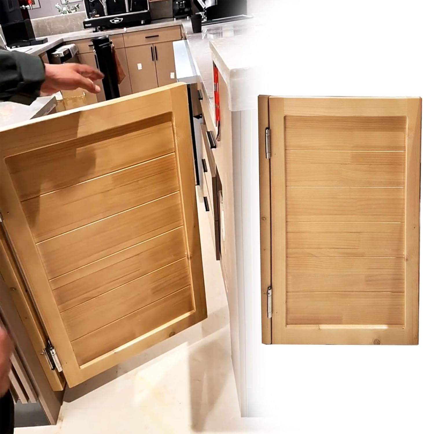 Counter Swing Salon Doors Unpainted, Single Cafe Swinging Door Log Wood Texture, Commercial Premade Half Waist Door Bar Door - Entrance Partition(W55cmxH90cm(21.6"x35.4"))
