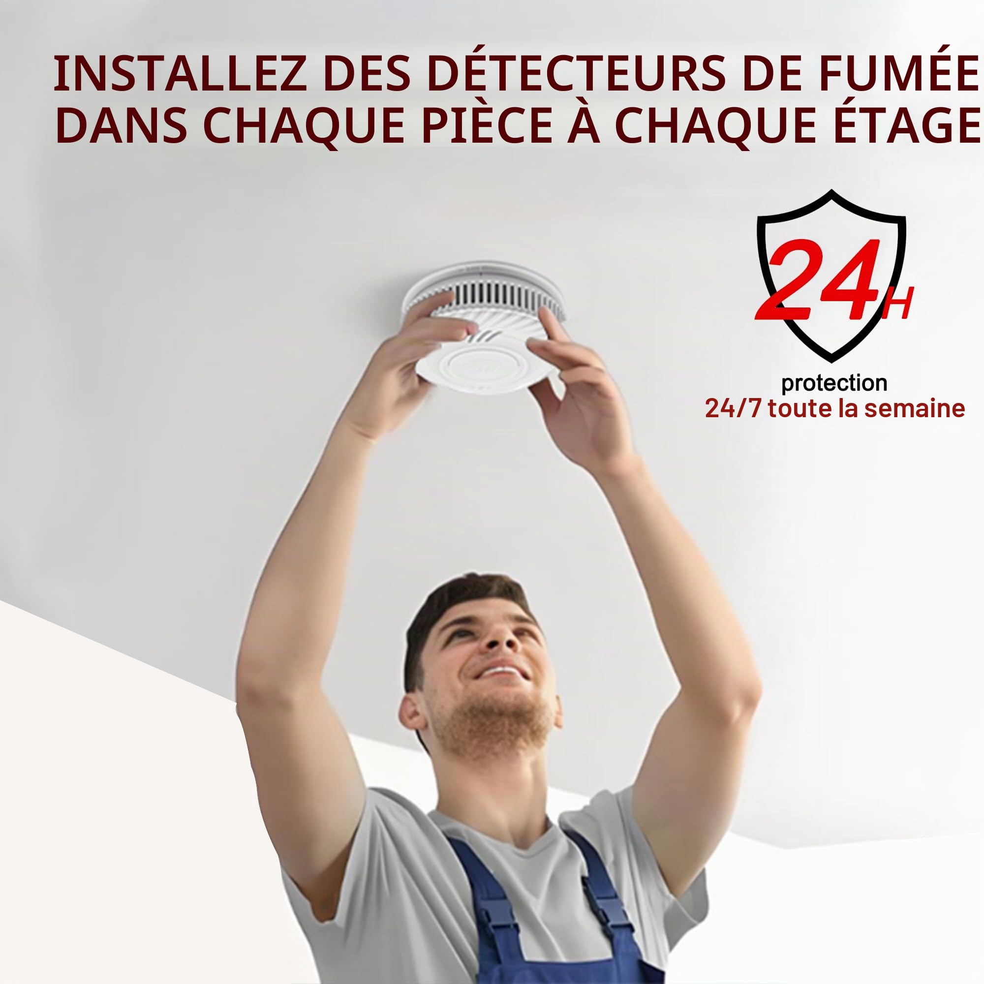 Détecteur de fumée Intelligent, Alarme Incendie, Alarme de fumée avec capteur photoélectrique avancé, Surveillance à Distance Via app avec Batterie de 10 Ans de durée de Vie, Alarme de 85 DB. 4PCS