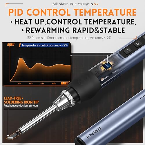 Miniatura 5 de Kit de soldador, DCPD (96W65W) Mini soldador digital, calentamiento rápido de 180-780, 6 puntas de soldadura, pantalla OLED digital, apagado