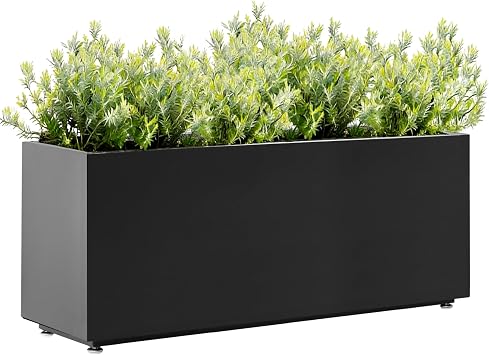40Wx12Dx16H Long Black Metal Planter Box