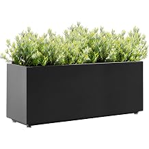 40Wx12Dx16H Long Black Metal Planter Box, Easy 5-Min Assembly, Large Garden Planters for Outdoor Plants, Features Drainage Hole, Planting Bag, Adjustable Feet