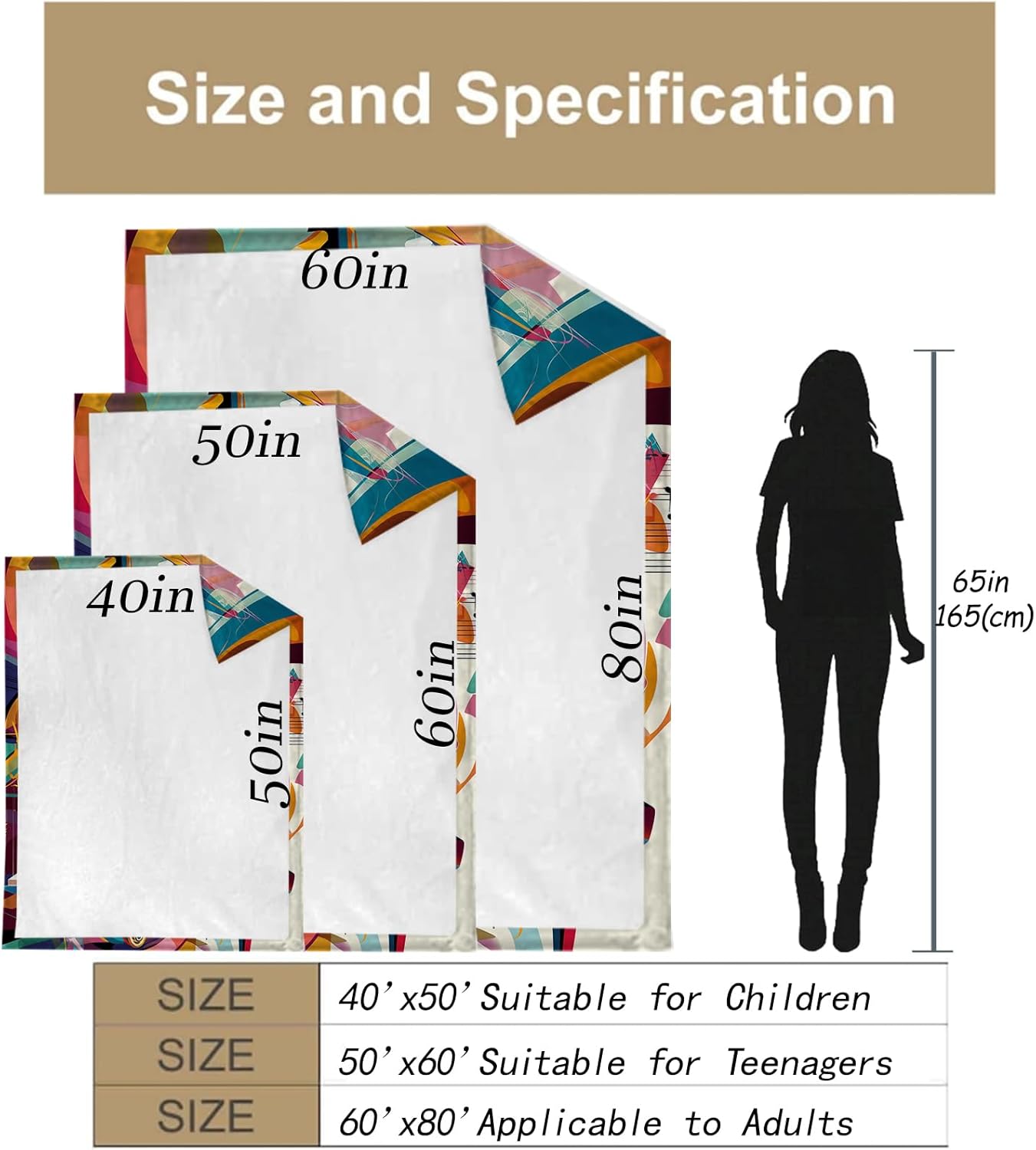 Jazz Music Blanket Gifts for Music Lovers Adults and Kids Musical Throw Blankets for Bed Room Couch Soft Lightweight Warm Cozy Throws Decor 60x80in