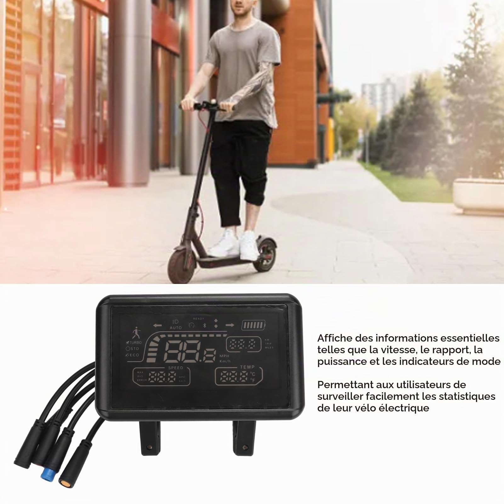 Scooter Électrique T4 Instrument Panneau De Vélo Affichage Speed Gear Mode Indicateur Montat Conducteur Modification Vélo Électrique Compteur Vitesse Scooter Pièce Accessoire Performance Scooter Élect