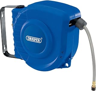 Draper 15047 - Carrete retráctil para manguera de aire, 31,8 x 16,6 x 27,4 cm, color azul