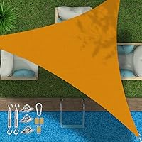 Vista 39 de Toldo triangular de bloqueo UV, toldo impermeable para jardín al aire libre para patio con kit de herrajes de acero inoxidable 304, gris, 6.5 x 6.5