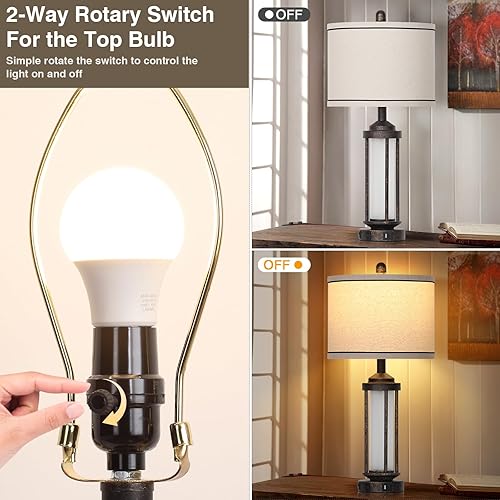 Miniatura 7 de Lámparas de mesa industriales de granja de 27 pulgadas, lámparas vintage rústicas retro con puertos de carga USB A+C y salida de CA, modernas