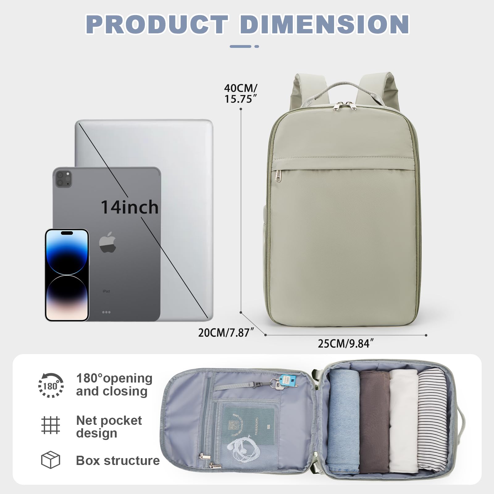 SZLX Borse da Viaggio 45x36x20 Zaino Easyjet Donna Zaino Ryanair 40x20x25 Bagaglio a Mano Zaino impermeabile uomo trekking, Borsa da Viaggio Cabina aereo Zaino per Laptop con Porta di ricarica USB
