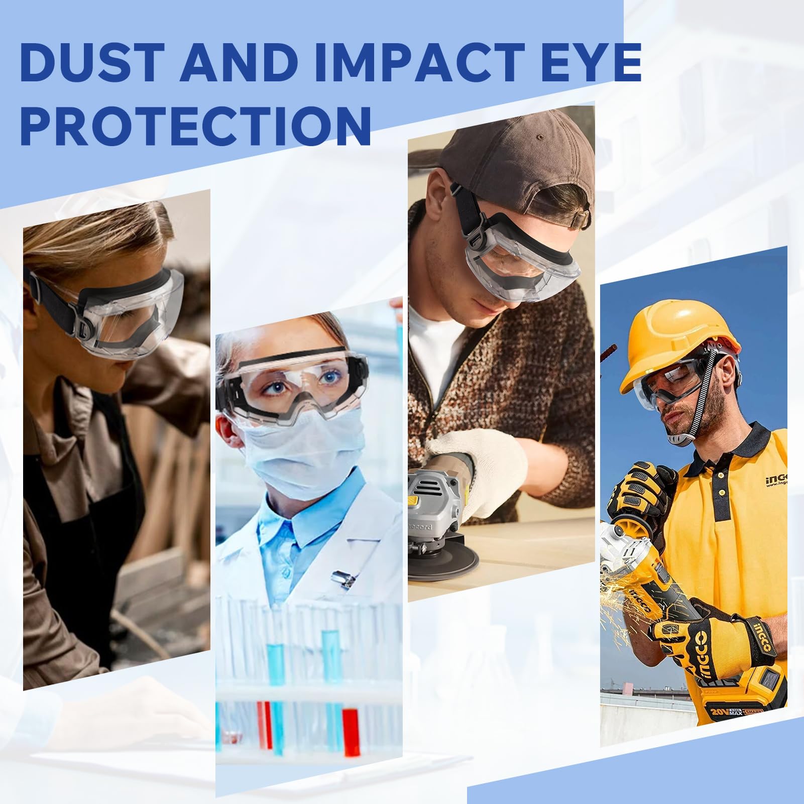 Gafas de seguridad con lente antivaho, protección ocular certificada ANSI Z87.1 para trabajo de laboratorio y uso industrial, correa ajustable