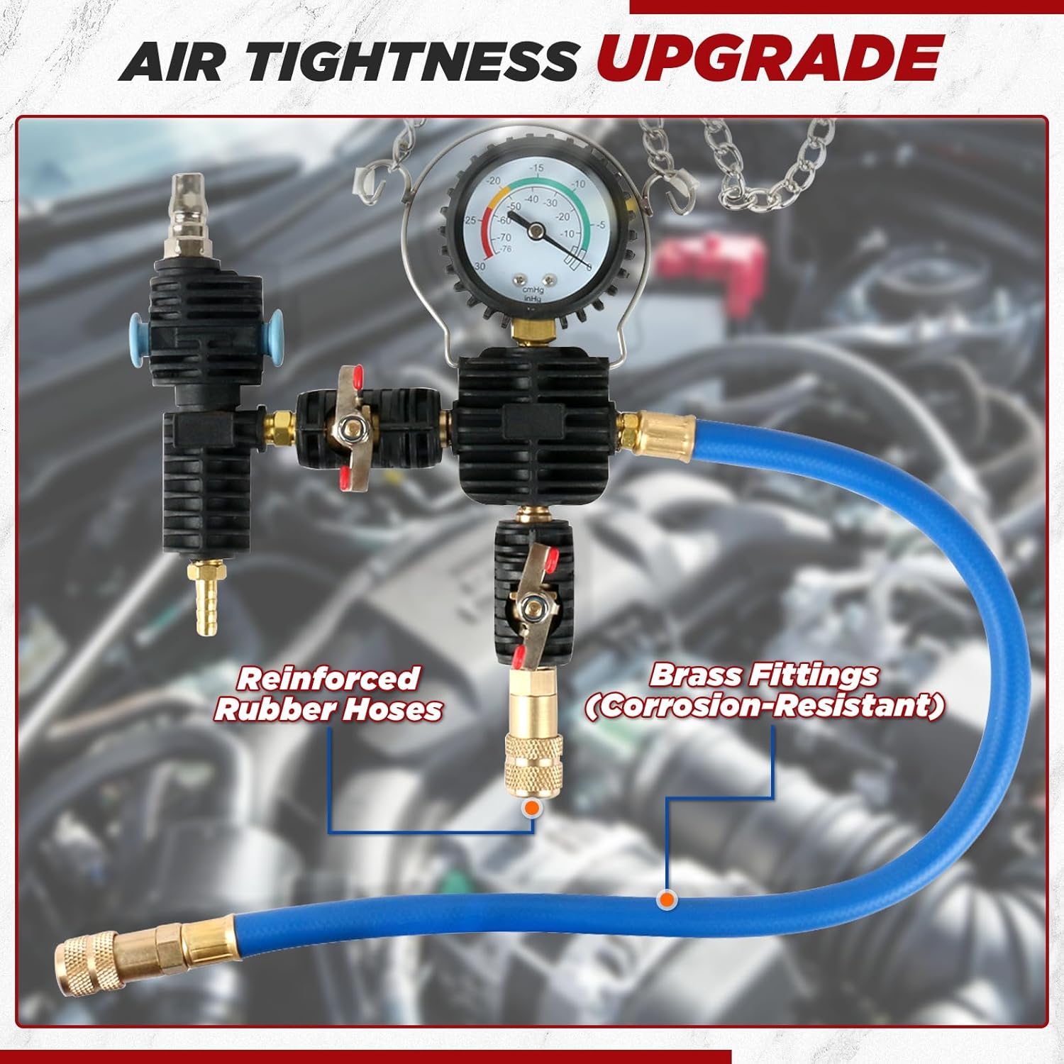 Coolant Pressure Tester and Vacuum Refill Kit with Pressure Gauge,28Pcs Coolant Radiator Pressure Tester Kit for Automotive Cooling System Water Tank Leakage Detection