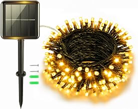 cshare Outdoor Solar Lights, 5M 50 LED Solar Lights Outdoor Warm White IP65 Weatherproof 8 Modes for Garden Patio Yard Party Christmas Tree Window