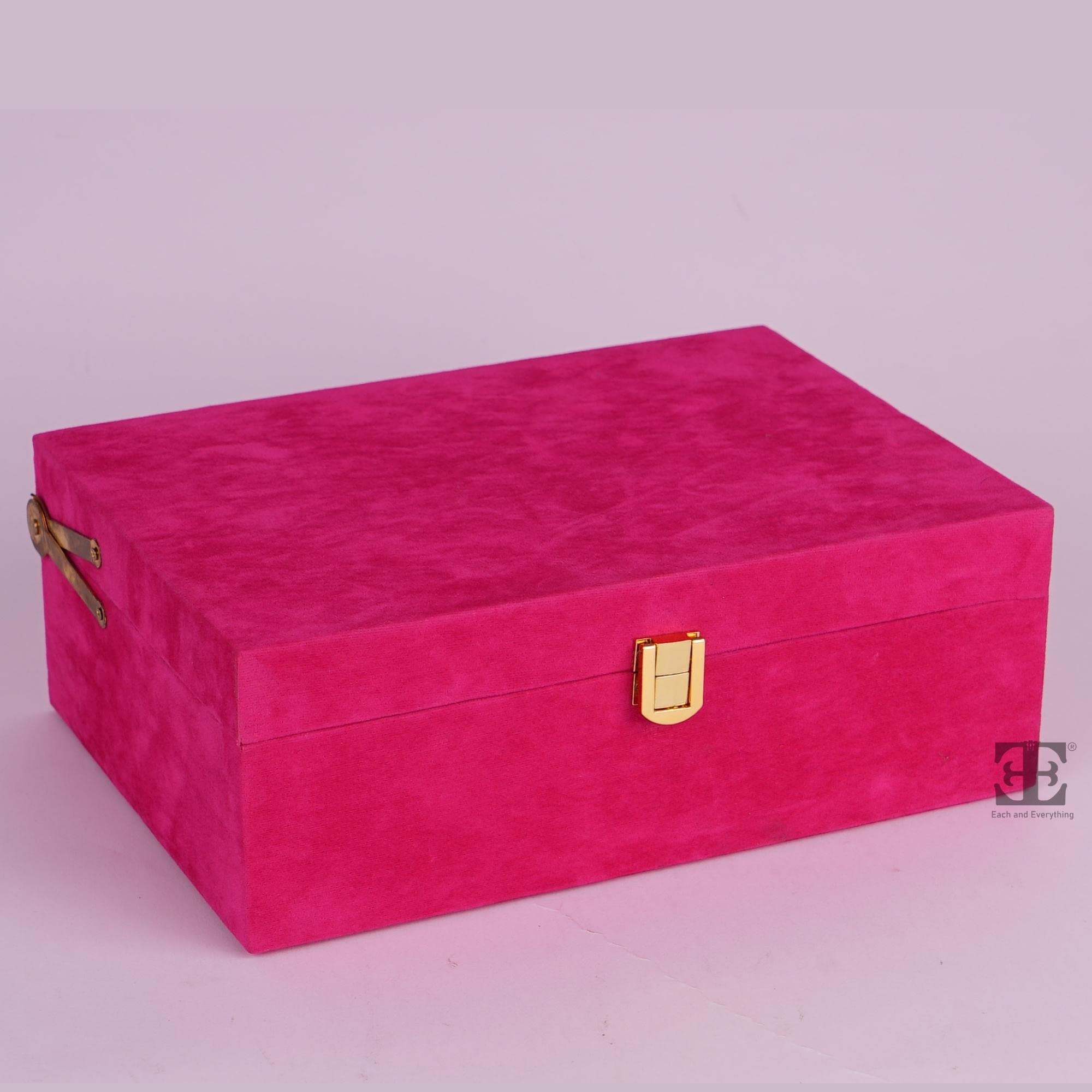 Each and Everything Luxury Classic Ornament Decorative Velvet Suede Trunk box for Gifting and Storage (Rani pink) (B09QJX9J9T) Amazon Price History, Amazon Price Tracker