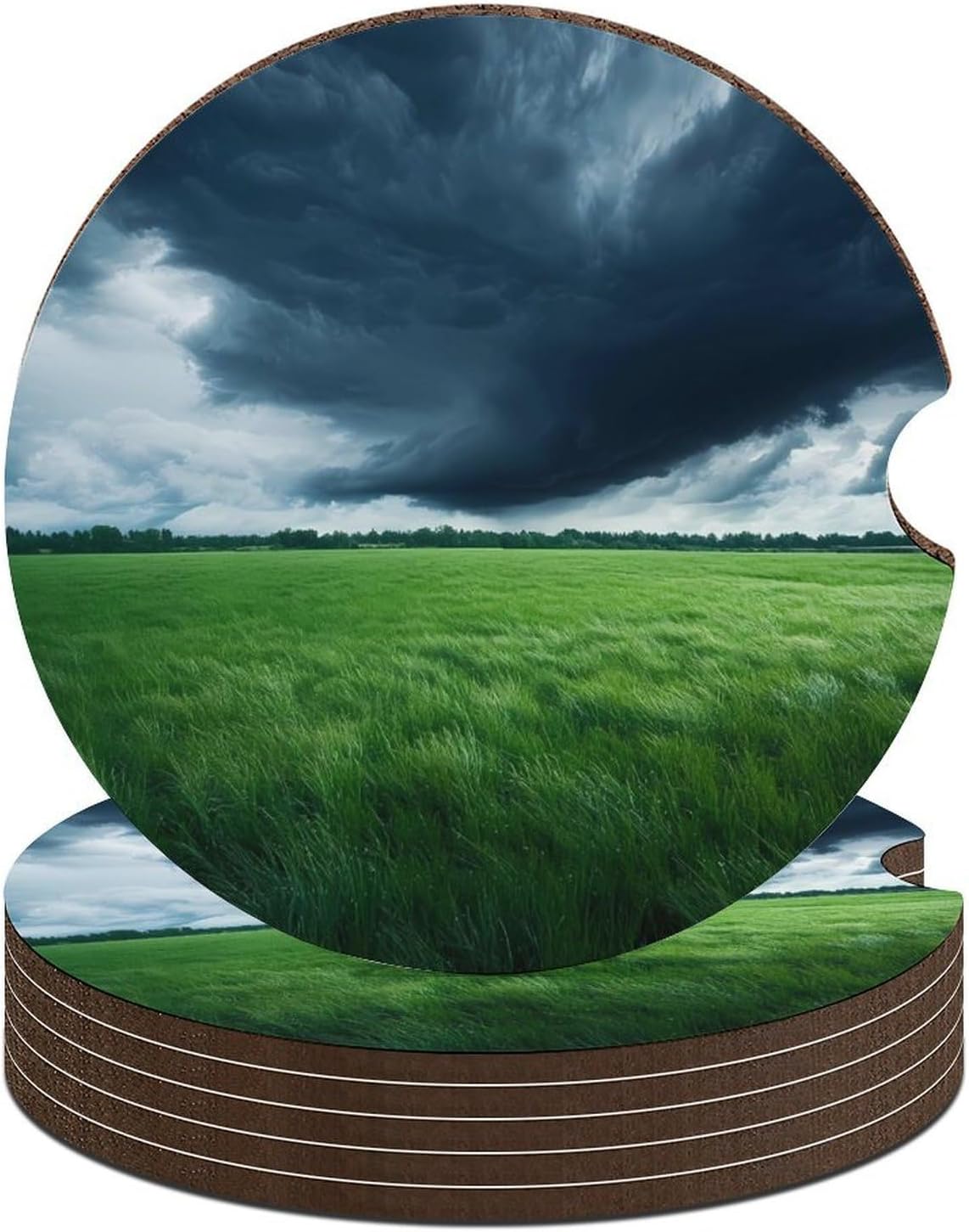 Dark Storm Clouds Cute Car Coasters 2.56 Inch Absorbent Cup Holder for Drinks Auto Interior Accessories