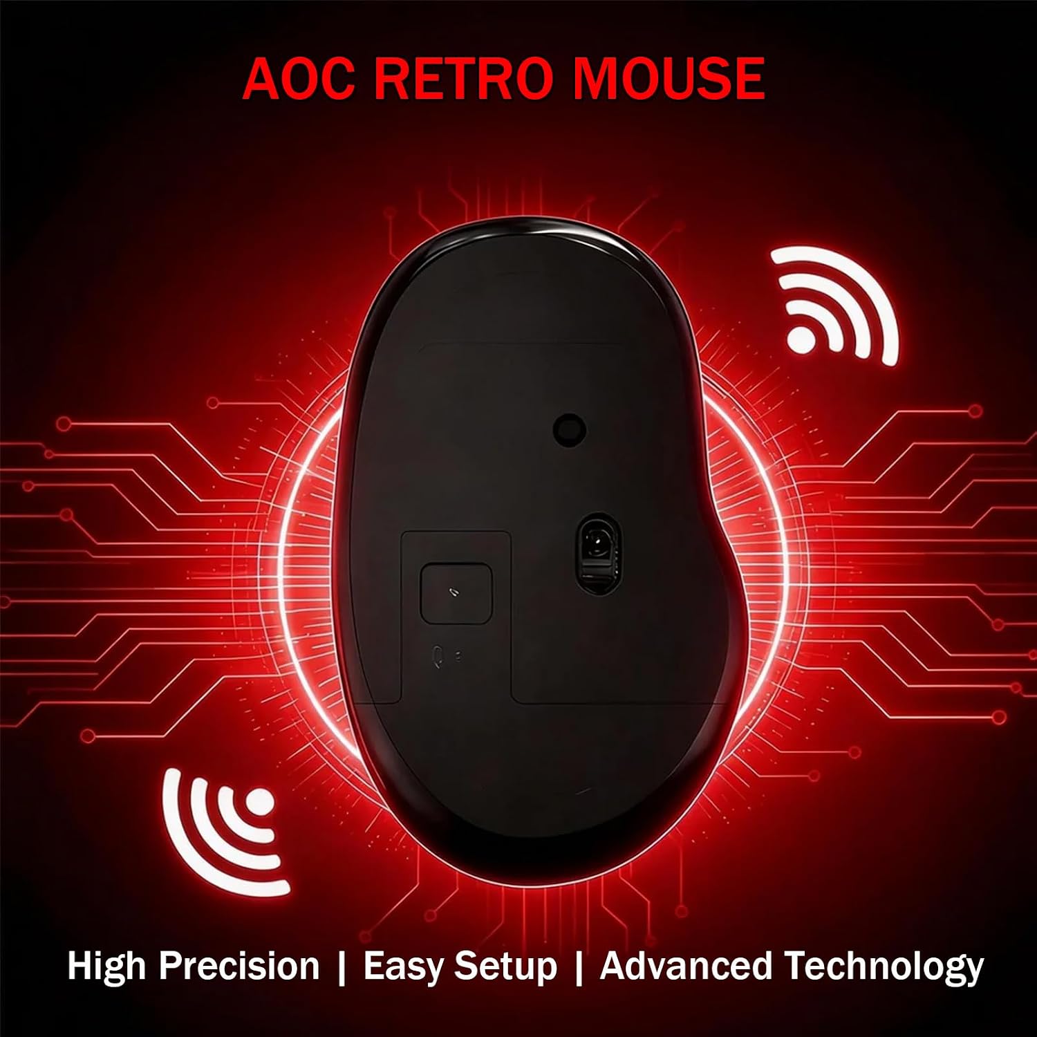 AOC Wireless Mouse, 2.4G Optical Mice with Nano Receiver, Portable Design with Textured Grip, 1600 DPI Adjustable Cordless Mouse Compatible with Notebook, PC, Laptop Black MS400