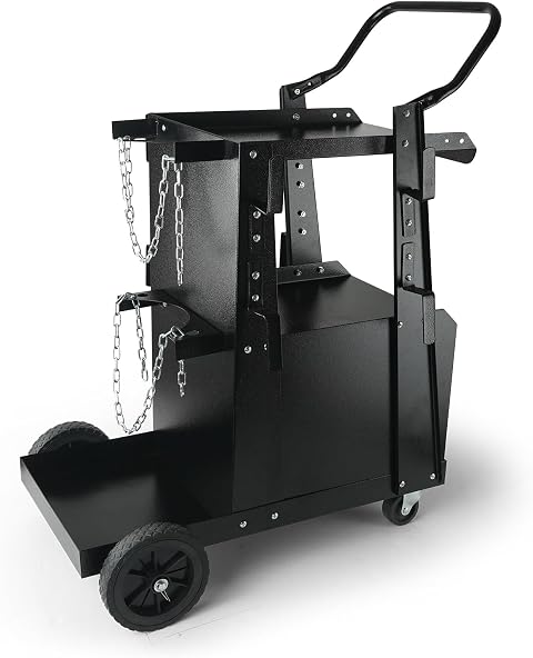 VEVOR Carrello per Saldatura 2 Ripiani con Armadio Serratura Antifurto Mensola per Trasporto Saldatrice con Ruote Carico Massimo 80-120 kg Carrello Ideale per Attrezzatura di Saldatura MIG TIG ARC MMA