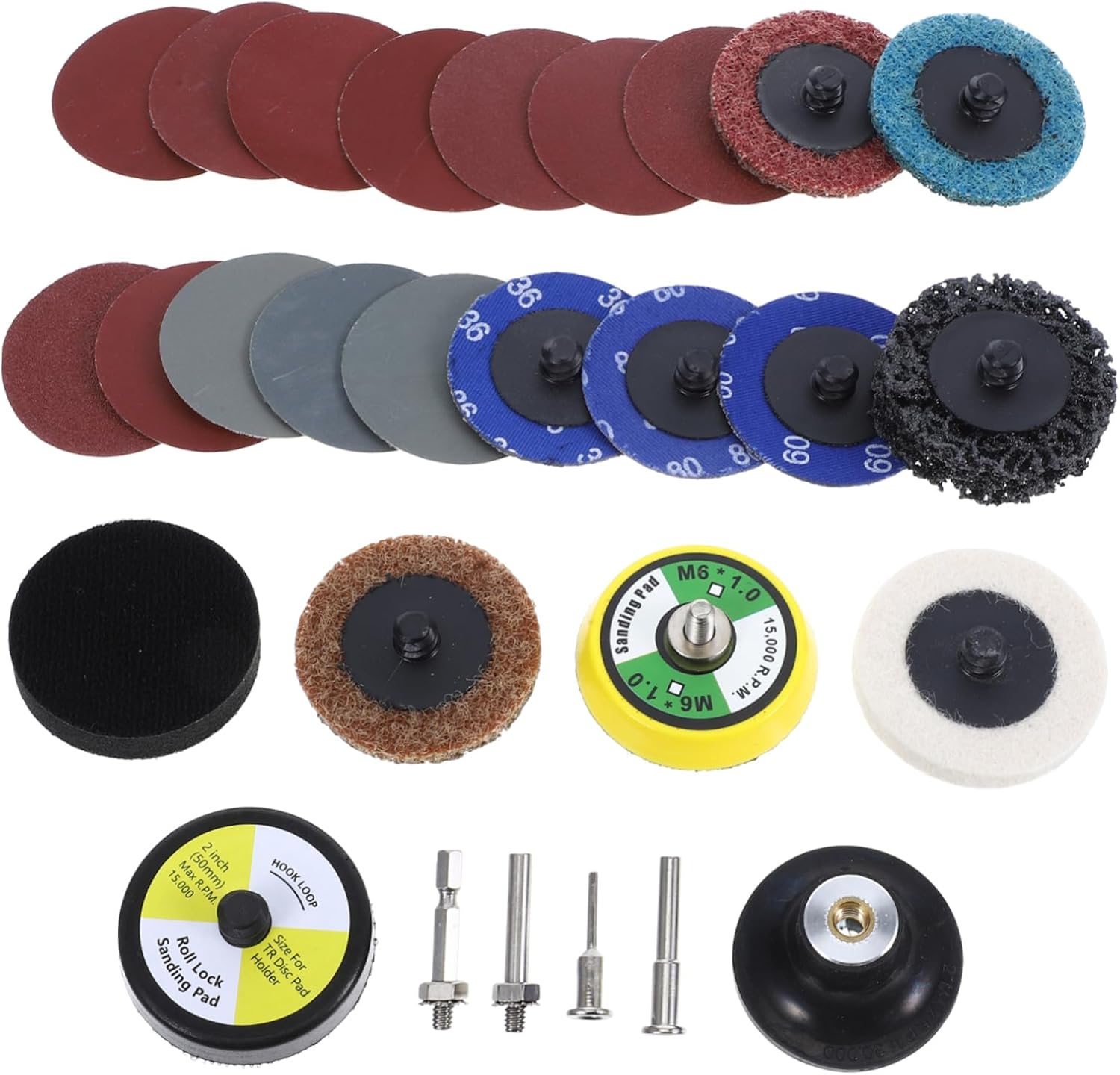 KICHOUSE 300pcs Sanding Disc Kit Grit Sandpaper for Drill Grinder Rotary Sanding Pads for Woodworking Automotive and Metalworking Applications