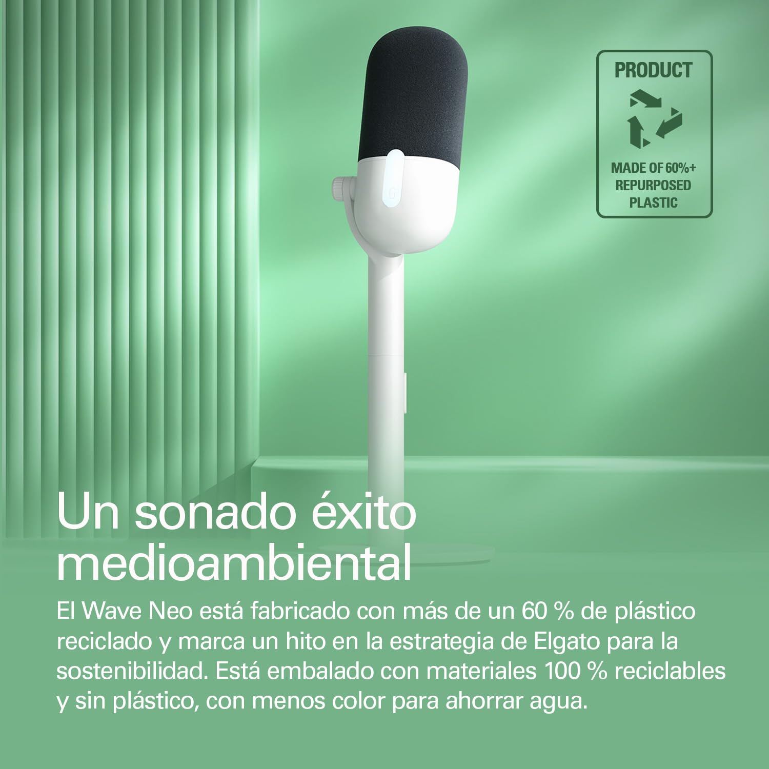 Elgato Wave Neo – Micrófono Condensador USB, Tocar para silenciar, para Jugar, Streaming, reuniones, Grabar Voz, Teams/Zoom/OBS/Twitch/Youtube etc., Plug-n-Play, para portátil, PC, Mac, iPad, iPhone