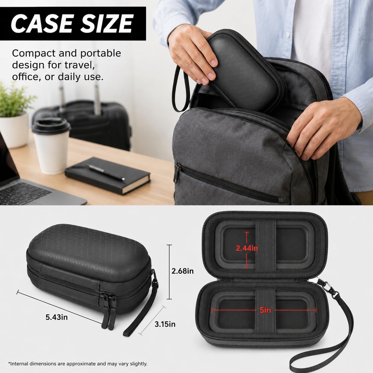 GWCASE Custodia Dual SSD per SanDisk Extreme Portable & Extreme PRO, per Crucial | Adatto per SanDisk 1TB/2TB/4TB/8TB, per Crucial X9 X10 Pro & SD Card Studenti Ufficio Viaggi di lavoro (solo borsa) Nero
