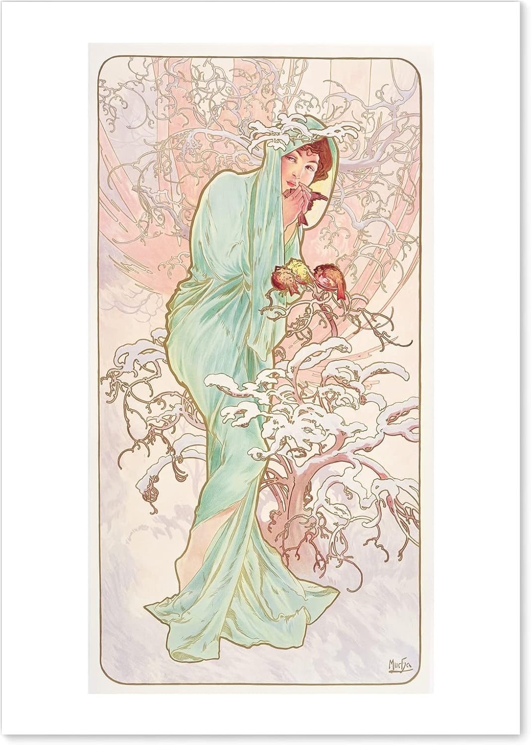 アルフォンス ミュシャ ポスター 四季 冬 A3サイズ インテリア 壁紙用 絵画 アート 壁紙ポスター 評判