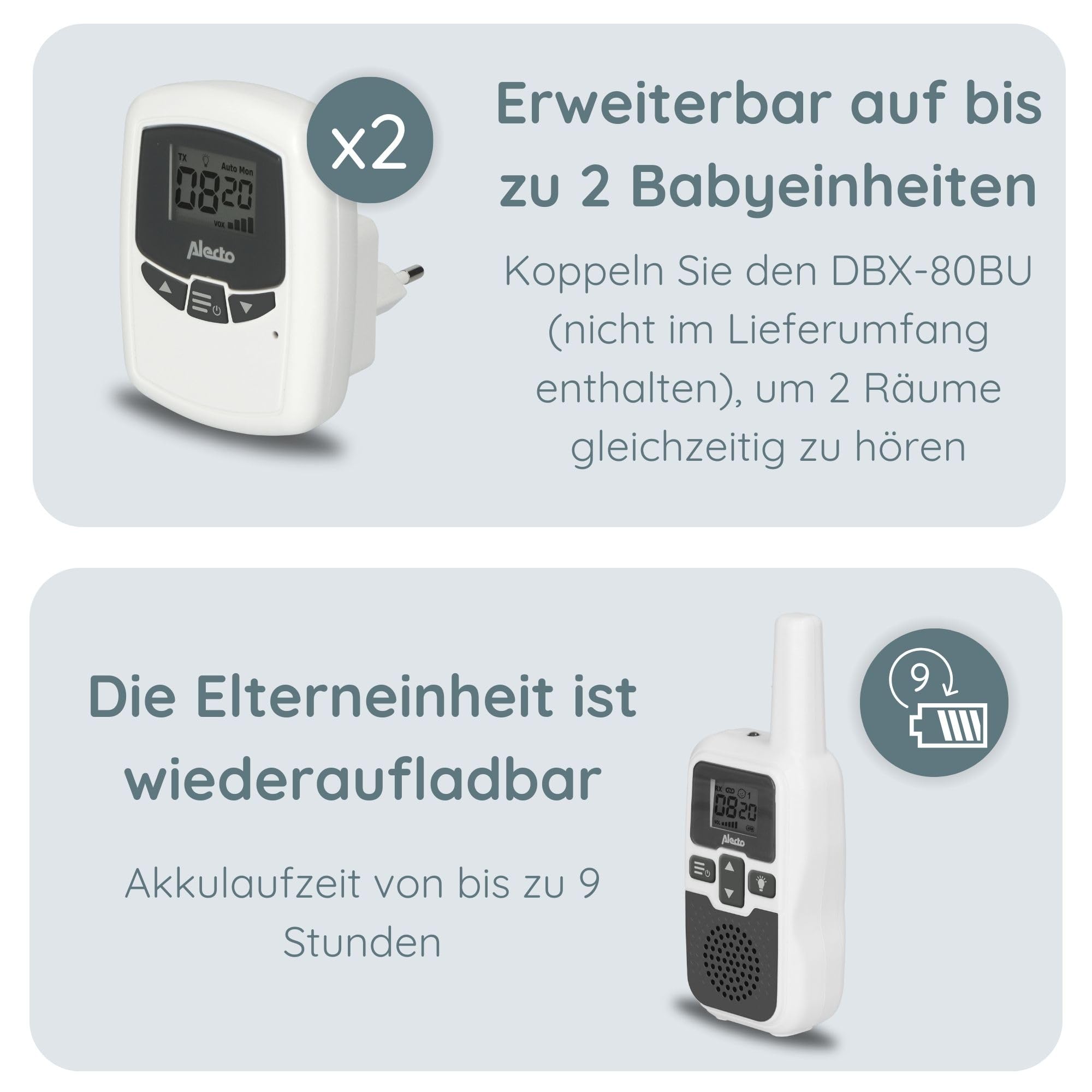 Alecto DBX-80 - Baby DBX-80 Babyphone - Babyfon - Baby Phone - Ohne Kamera