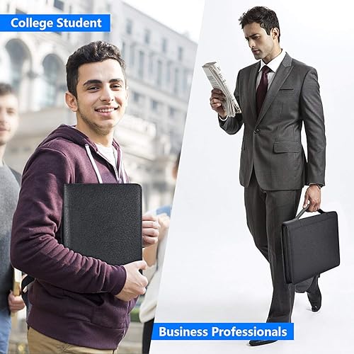 Miniatura 6 de Pacific Mailer - Carpeta de 3 anillas, organizador de cartera con carpeta de cuero, bloc de escritura, cremallera, cuadernos de negocios, tabletas,