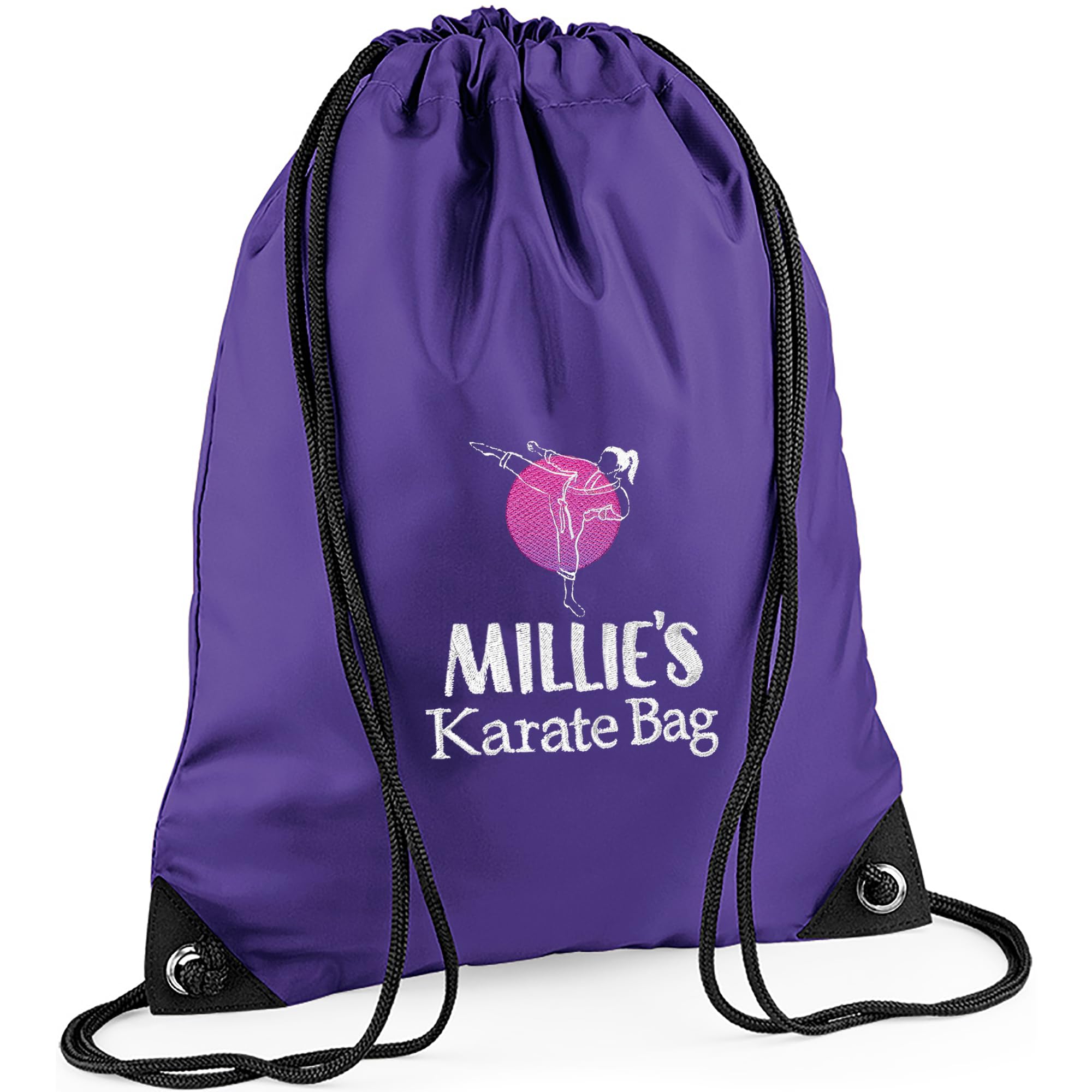 TeddyT's Boy's & Girl's Martial Arts Karate Embroidered Drawstring Bag (Purple)