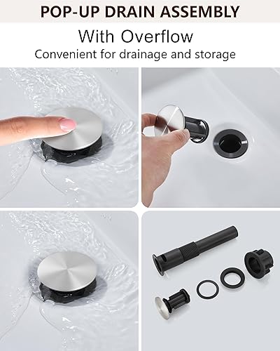 Miniatura 10 de Midanya Grifo de lavabo de baño en cascada, boquilla cromada pulida, color negro mate, grifo mezclador de lavabo para caravana, manija única, grifo