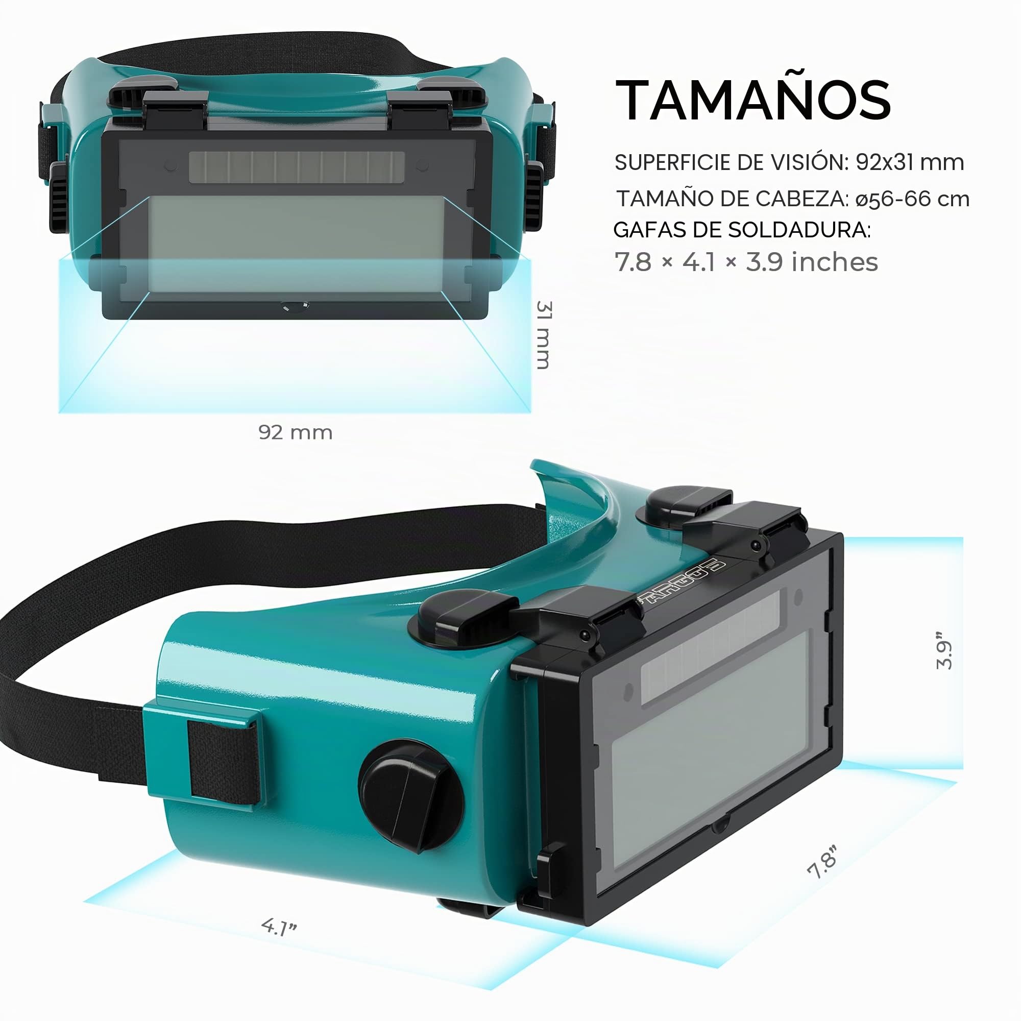 SPARGOS Gafas de Soldadura Autooscurecibles, Casco Solar para Soldadores, Protección Ocular con Lentes Rebatibles para Corte con Soplete de Gas