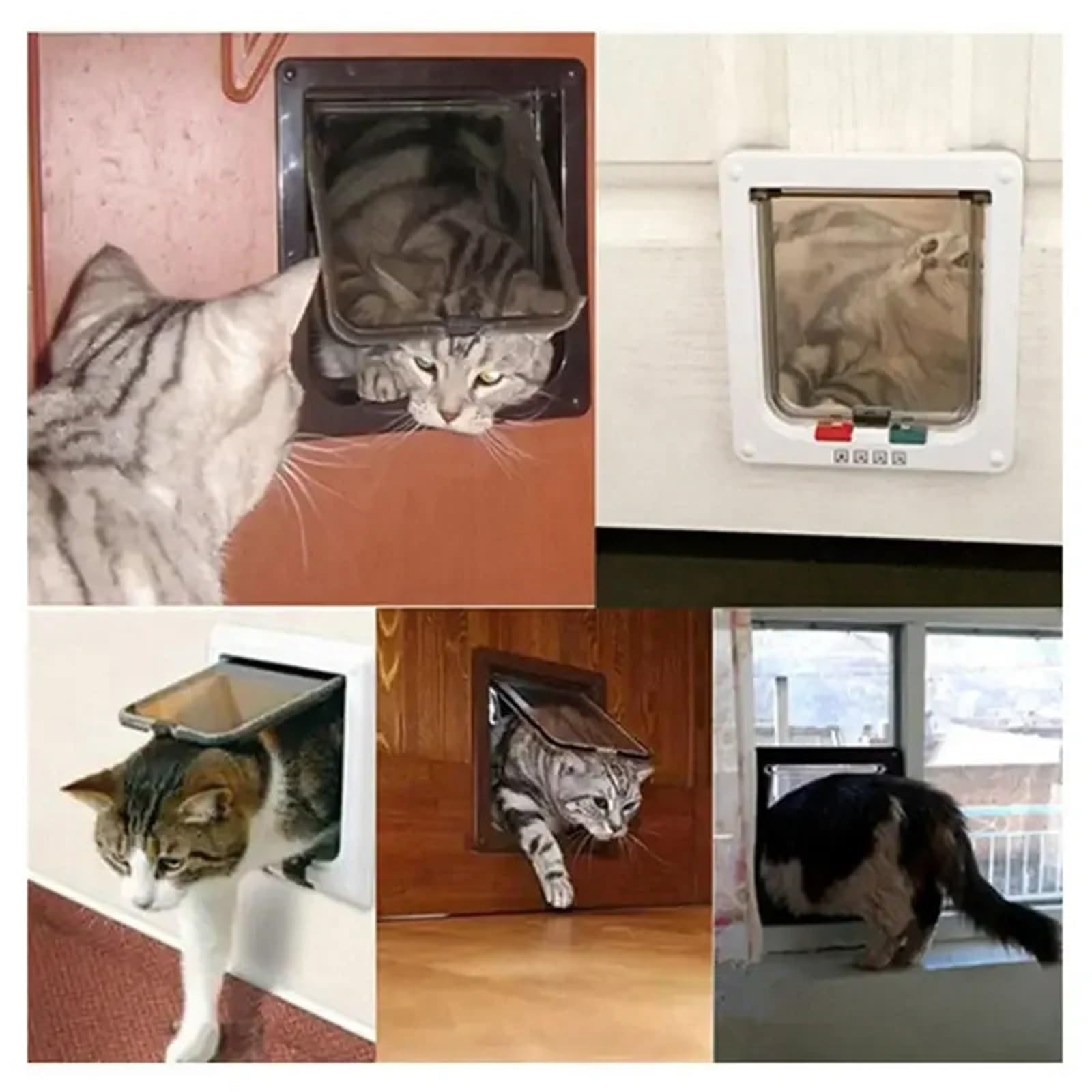 Katzenklappe Hundetür mit 4-Wege-Sicherheitsschloss for Katzen, Kätzchen, ABS-Kunststoff, kleines Haustiertor-Set, Hundetüren für Tür(Black,M-20x19x5.5cm)