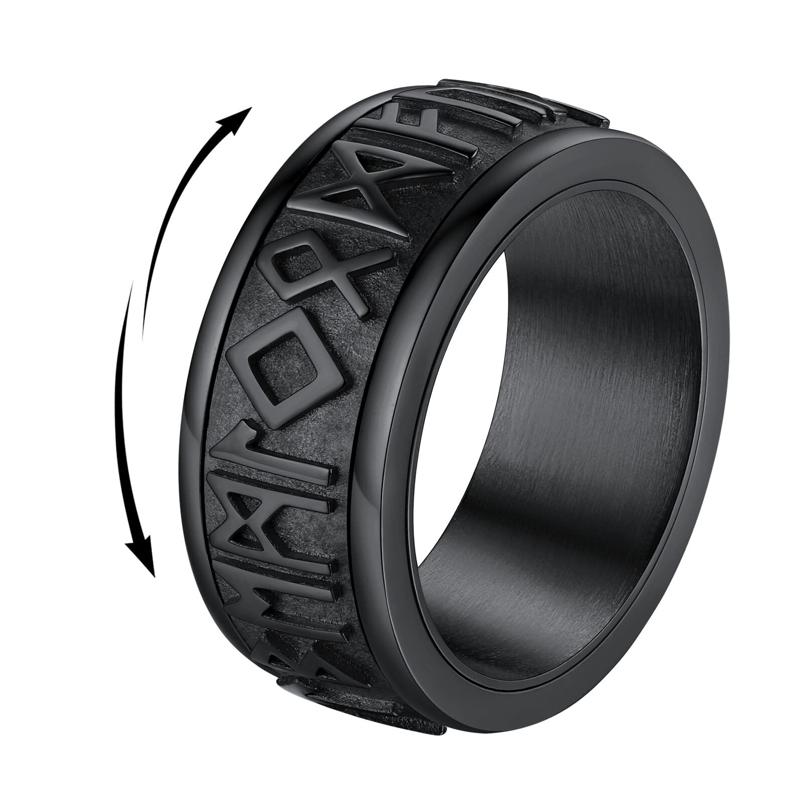 FindChic Anillos Hombre Antiestrés Spinner de Acero Inoxidable Runas Vikingas Letras Nórdicas Anillo Anti Estrés Color Plata/Dorad/Negro Talla 14.5-32.5 Regalos para Hombre