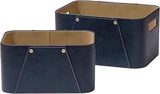 La Jolie Maison Storage Baskets for Organizing, 2 Pack, Luxury Vegan Lea...