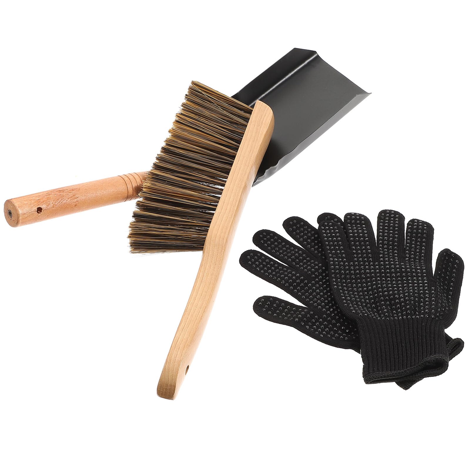 Kit per Pulizia del Focolare Pala per Cenere Pala per Stufa Realizzata in Legno e Ferro Resistente per Uso Prolungato Comoda da Riporre e Trasportare