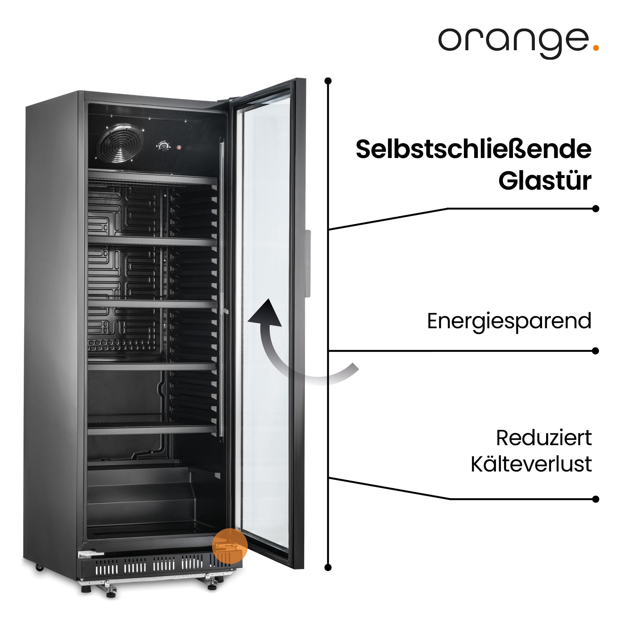 Profi-Getränkekühlschrank Black Edition 230L Umluftkühlung Glastür Vertikale LED 53cm Breite Gewerbekühlschrank Abschließbar