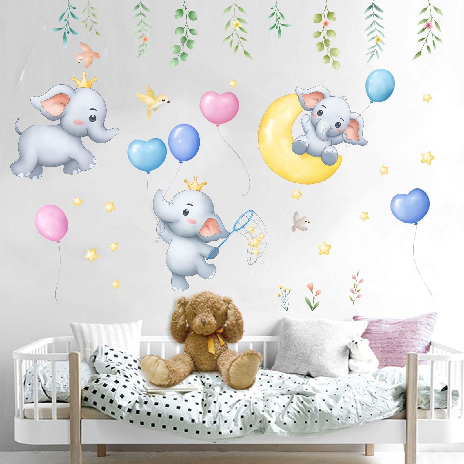 Amazon.com: PinkEleph Elephant Animals Balloon Wall Stickers - Pink ...