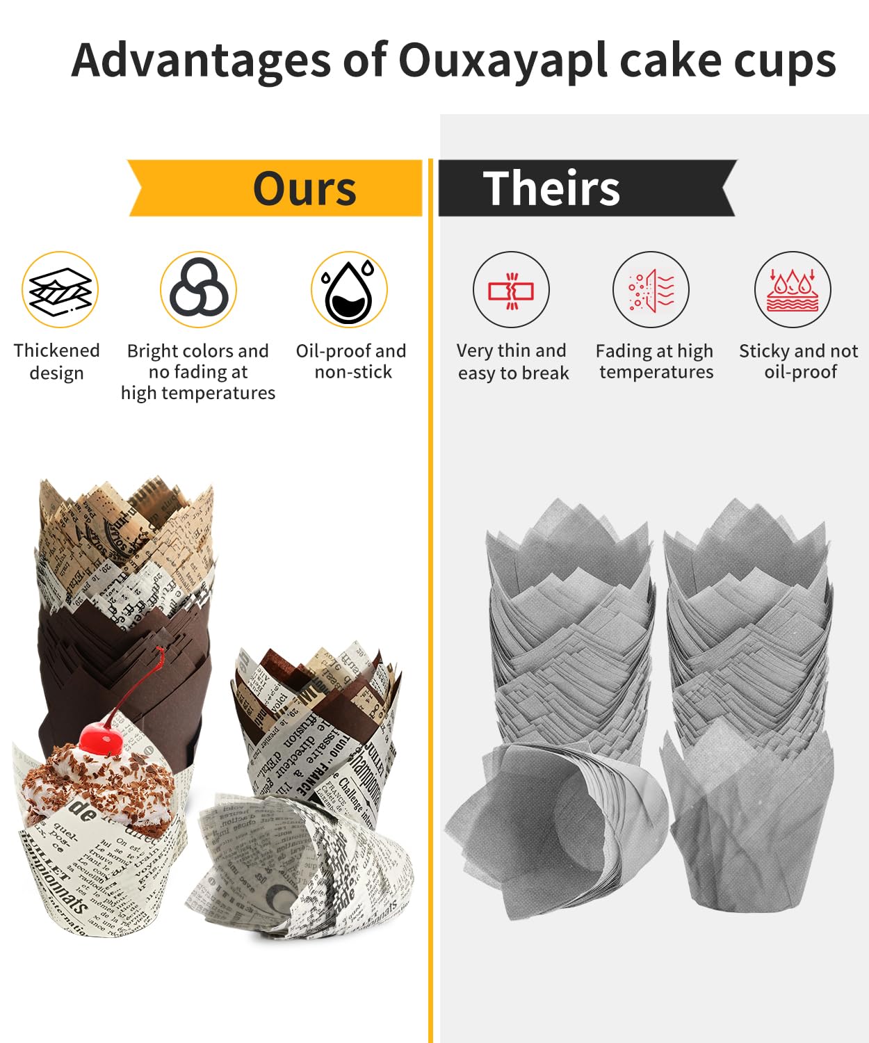200 Pirottini Di Carta A Tulipano Per Cupcake – 5x8 Cm, Naturali, Resistenti Al Forno Fino A 220°C