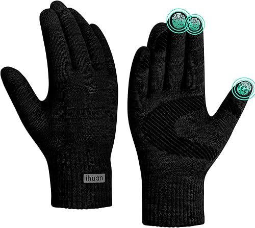 ihuan Thermal Winter Gloves for Men Women Cold Weather Warm Touch Screen Gloves for Running Cycling Riding Hiking Driving