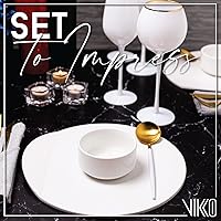 Vista 4 de Vikko Moderno juego de 4 cuencos de sopa de porcelana blanca, apilables de 9.5 onzas, elegante, estilo restaurante, apto para microondas