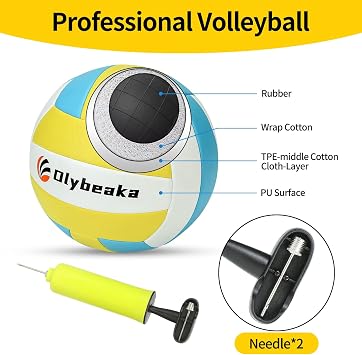 20FT Outdoor Volleyball Net Set System for Backyard Beach with Anti-Sagging Net, Iron Adjustable Height Poles, Soft PU Volleyball and Pump, Carry Bag - Instant Set Up & Durable
