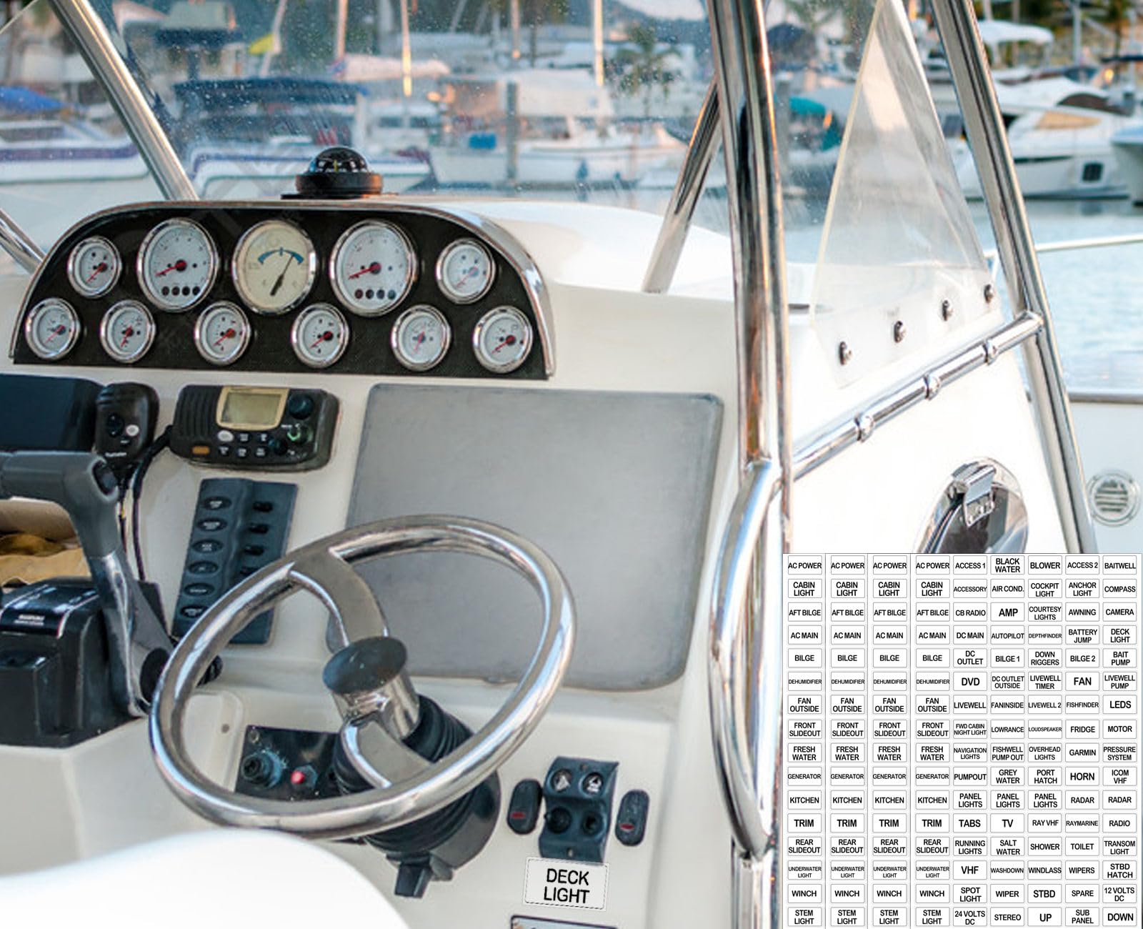 Boat Switch Panel Five Oceans - 30-Piece Marine Dashboard Decal Kit For ...