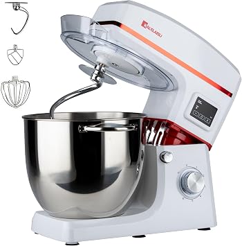 Stand Mixer, Commercial Use, Home Use, 3.9 gal 10 L Large Capacity, 99 Minutes Timer Function, 3 Types of Attachments, 7 Speed Adjustment, Low Noise Design, 3 in 1 Device, Knead, Mix, Whisk, Bread