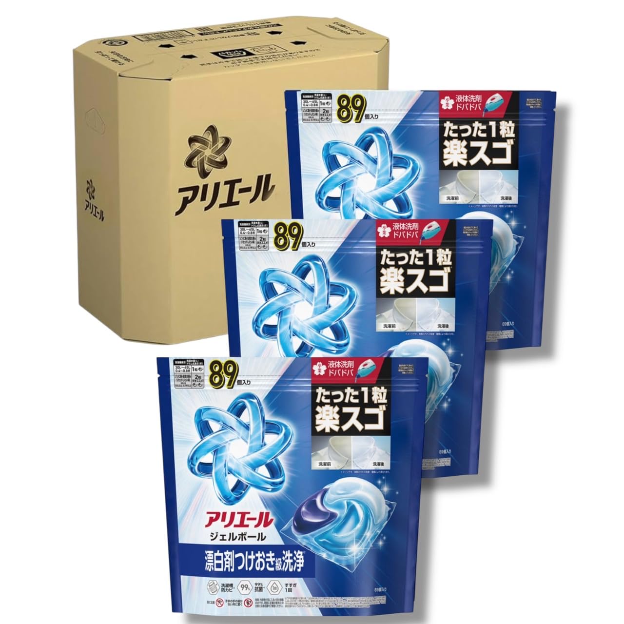 Amazon | P&G アリエールジェルボールプロ詰替テラジャンボ 89個入×3袋