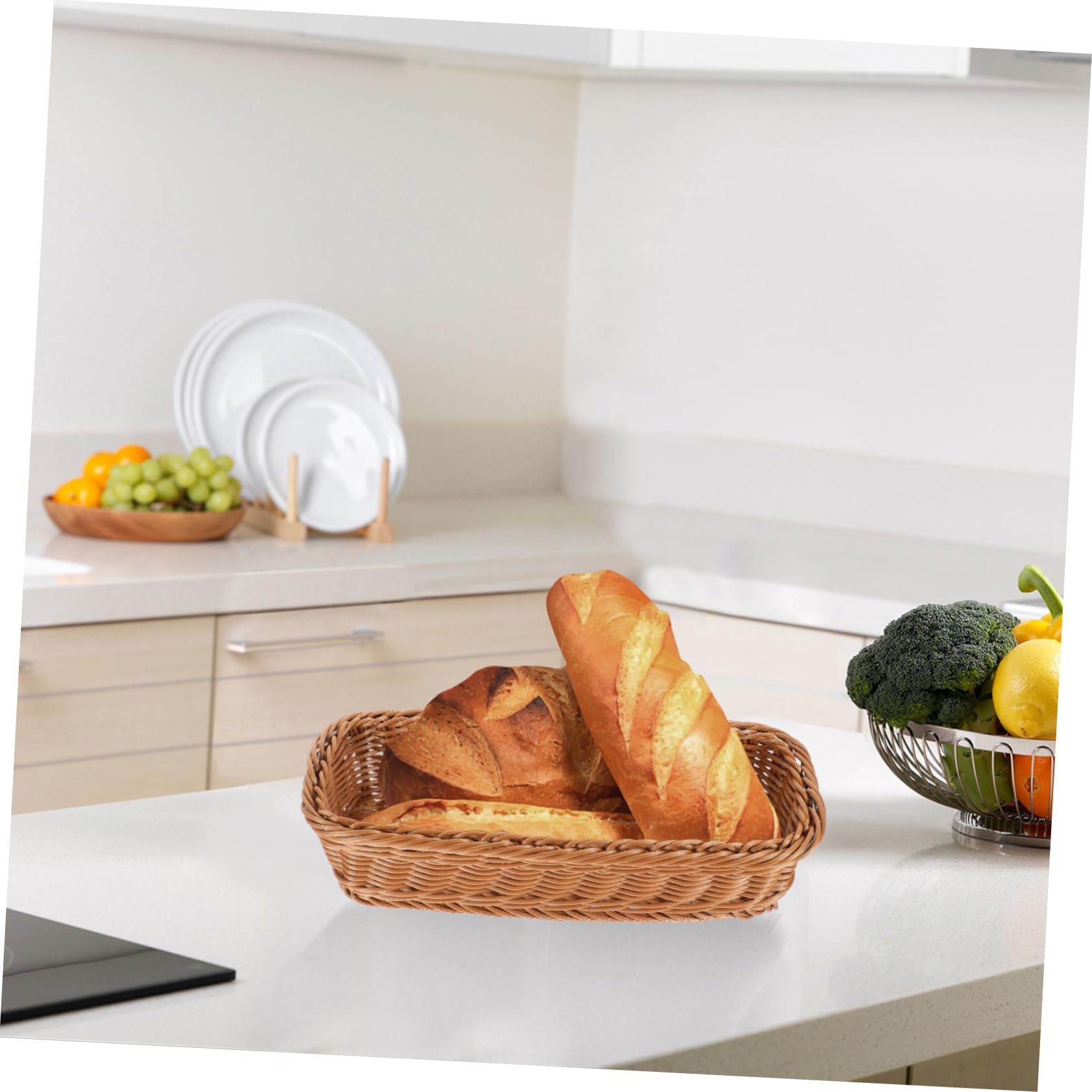 COLLBATH Cesta De Frutas De 5 Piezas Cesta De Ratán Cesta Para Frutas Y Verduras Cestas De Mimbre Para Pan Bandeja Para Guardar Utensilios Para Mesas De Restaurante Cesta Para Guardar